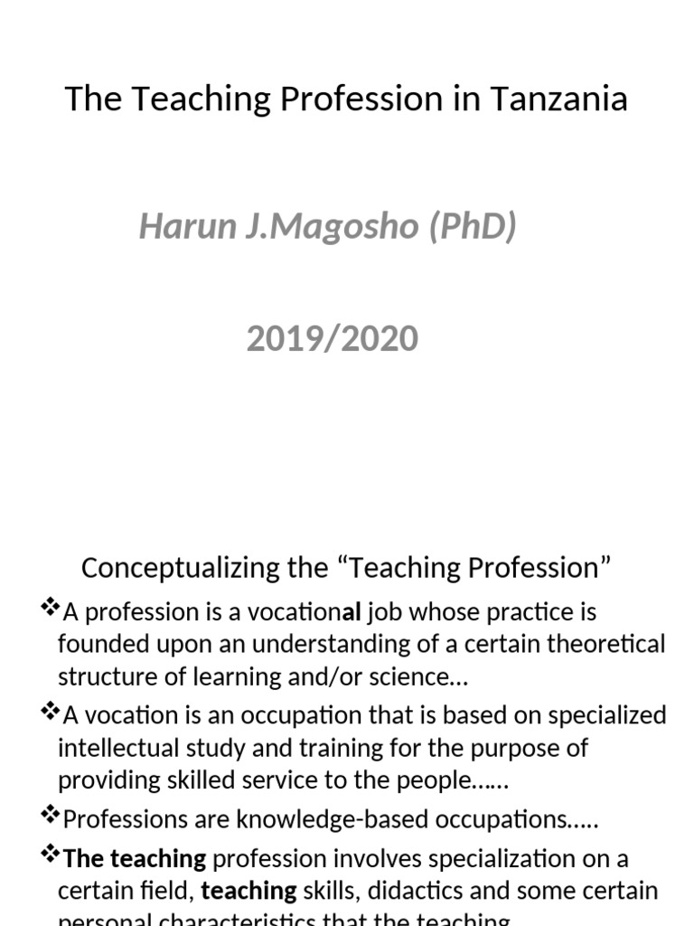 Overview of Teaching Profession in Tanzania | PDF | Teachers | Profession
