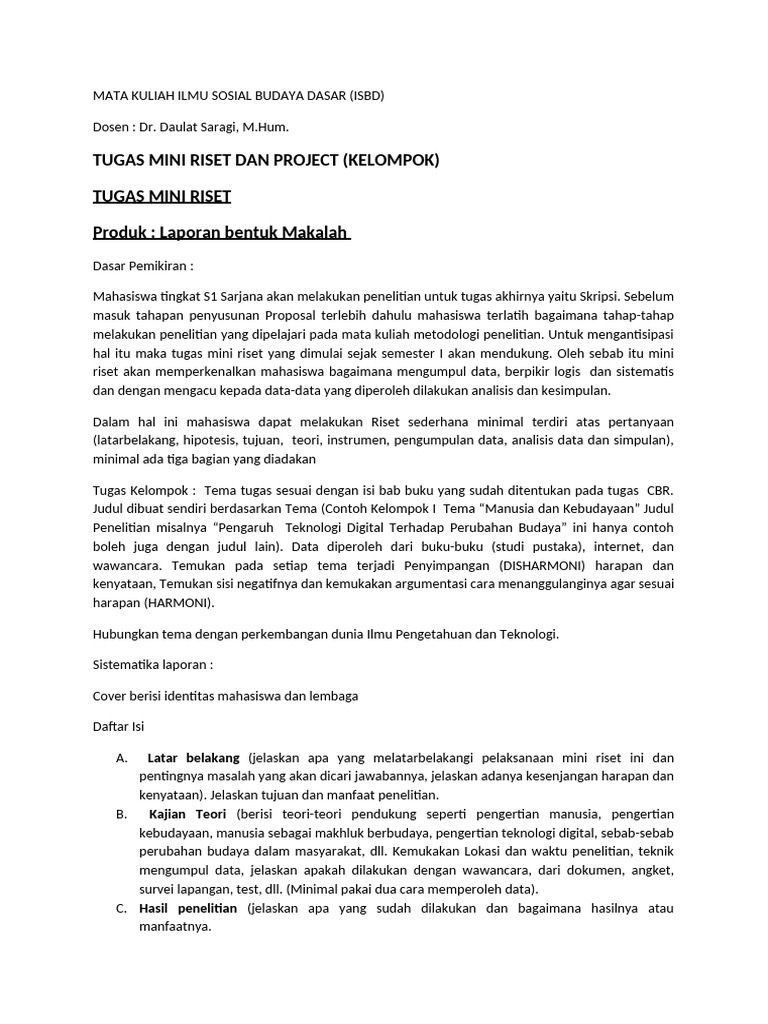 Mini Riset dan Project ISBD S1 | PDF
