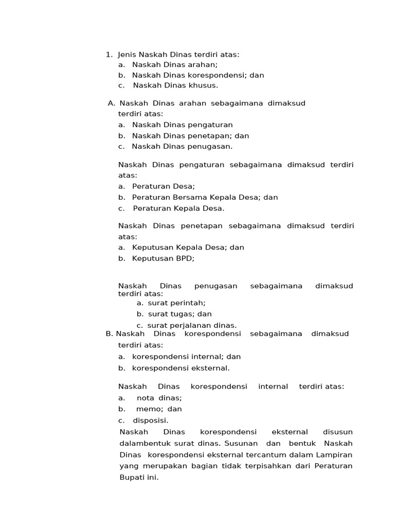 Jenis dan Format Naskah Dinas Desa | PDF