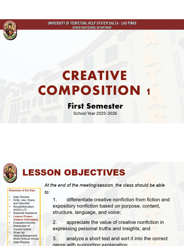 Creative Composition Overview 2025-2026 | PDF | Narration | Narrative
