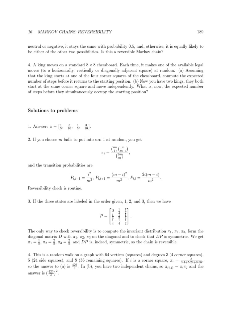 Reversible Markov Chains Explained | PDF | Expected Value | Probability ...