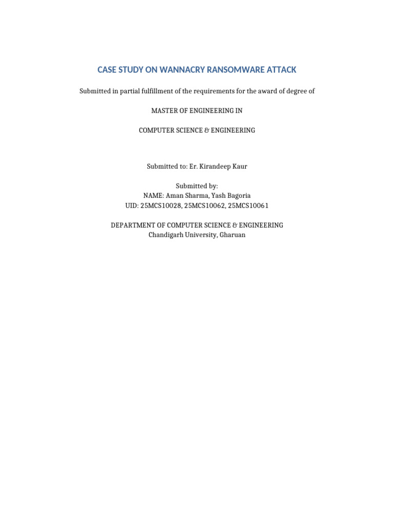 WannaCry Ransomware Case Study | PDF | Ransomware | Security