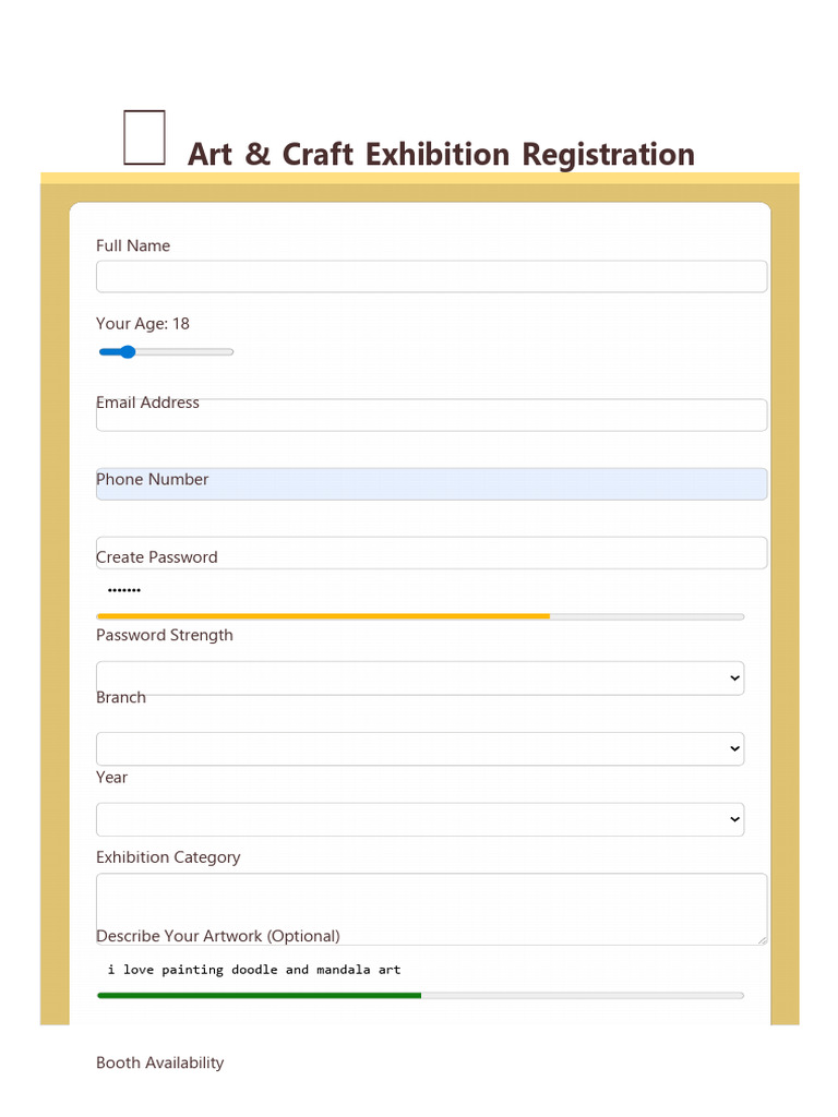 Art & Craft Exhibition Registration Form | PDF