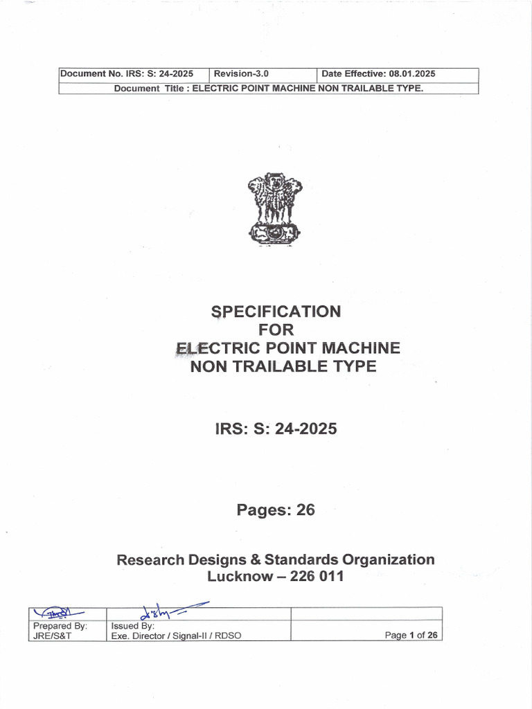 2025-01-10-Specification For Electric Point Machine 2025 | PDF