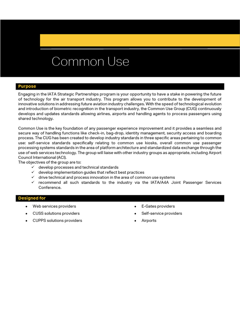 IATA Common Use Standards Overview | PDF | Computing