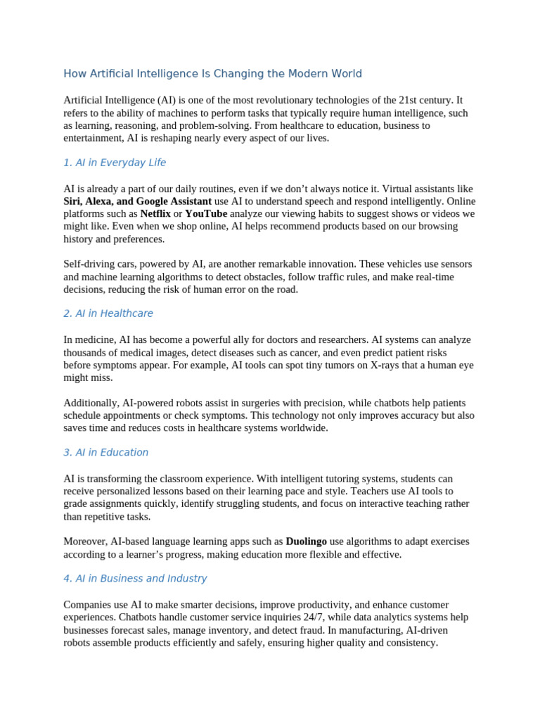 AI's Impact on Modern Life and Ethics | PDF | Artificial Intelligence ...