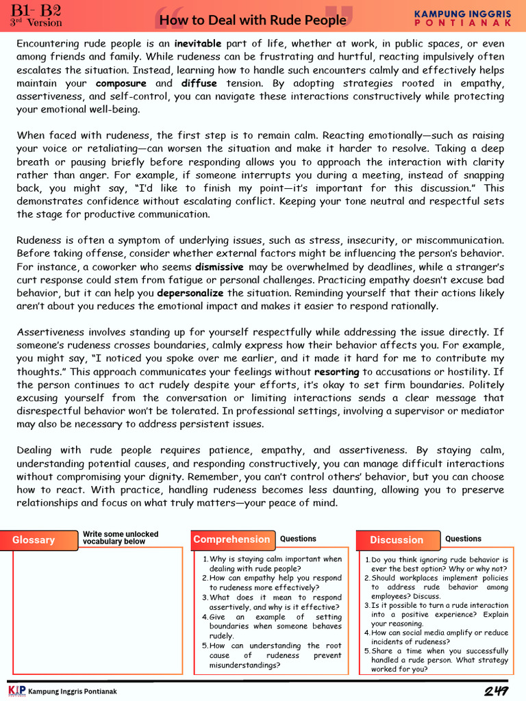 Strategies for Dealing with Rude People | PDF | Empathy | Psychological ...