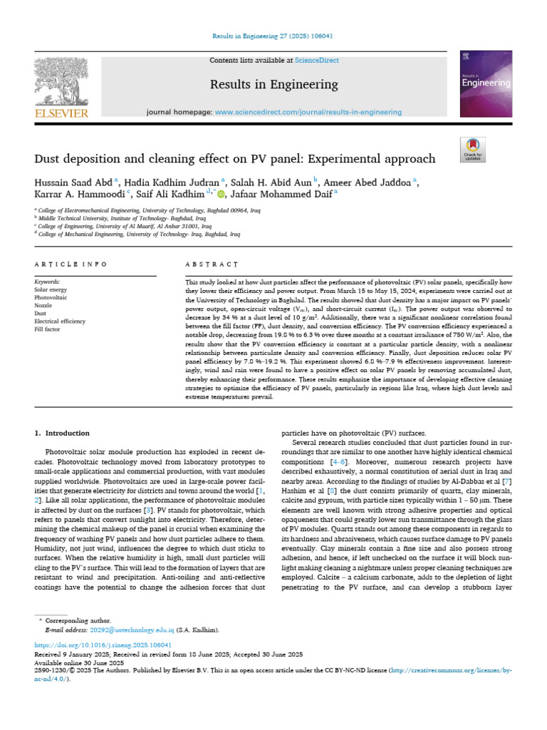 Dust Impact on PV Panel Efficiency | PDF | Photovoltaics | Solar Panel