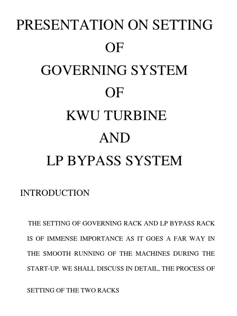Governing and LP Bypass System Setup | PDF | Valve | Amplifier