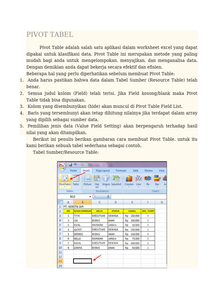 Panduan Lengkap Membuat Pivot Table Excel | PDF