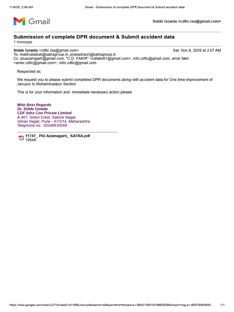 DPR Submission and Accident Data Request | PDF