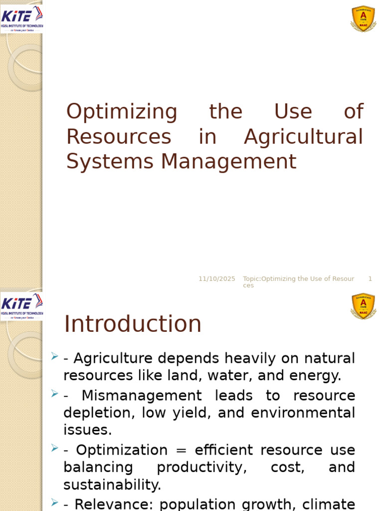 Optimize Agricultural Resource Use | PDF | Agriculture | Irrigation