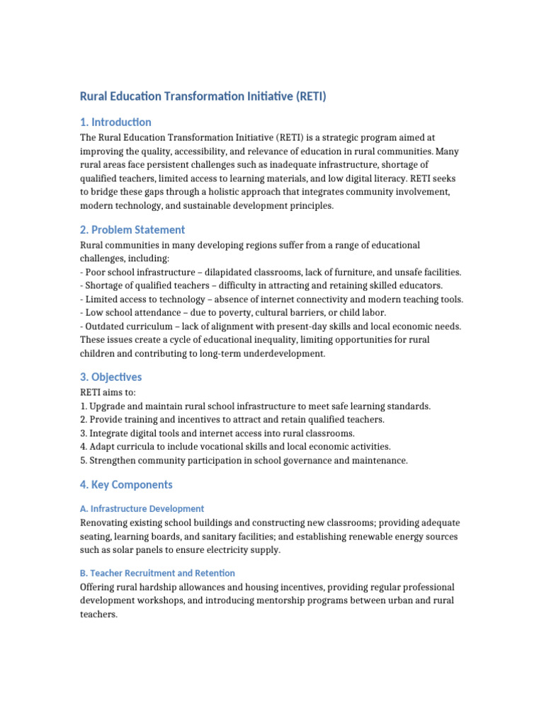 Rural Education Transformation Initiative 2 | PDF | Teachers ...