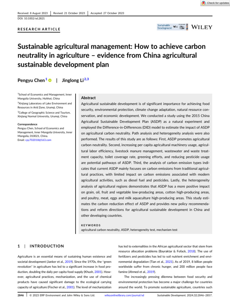 Achieving Carbon Neutrality in Chinese Agriculture | PDF | Agriculture ...