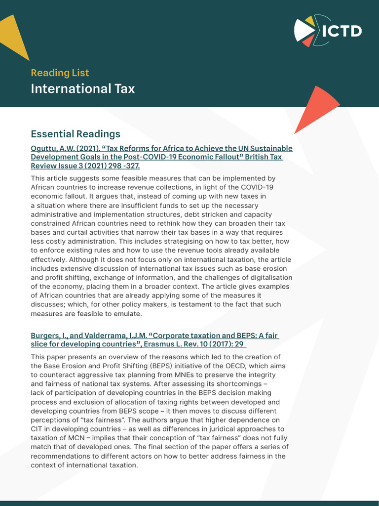 International Tax Challenges in Africa | PDF | Taxes | International ...