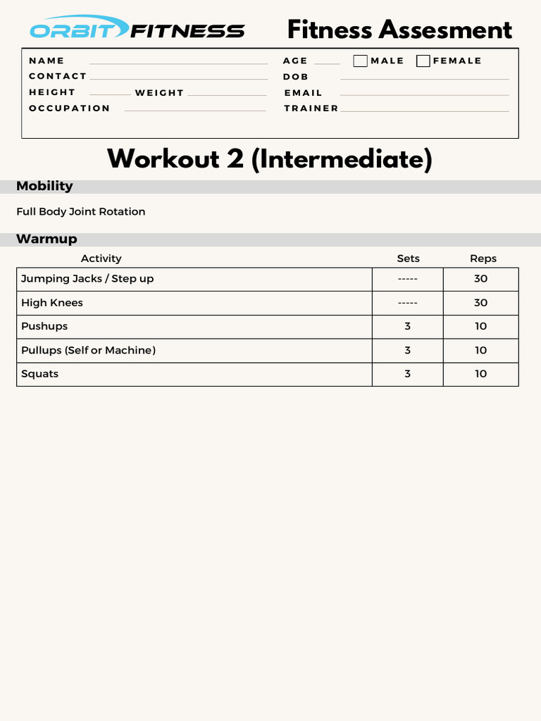 Workout 2 [Intermediate] | PDF | Anatomical Terms Of Motion | Weight ...