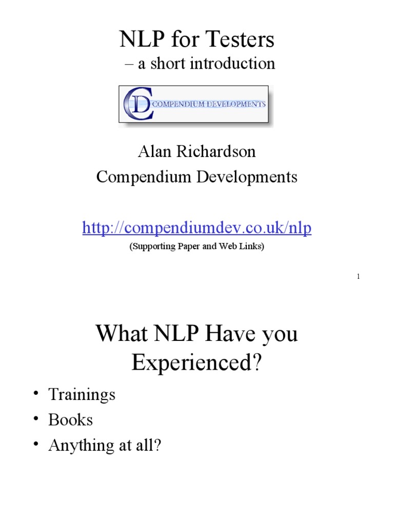 NLP Techniques for Testers Explained | PDF | Neuro Linguistic ...