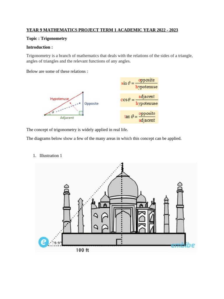 Year 9 Trigonometry Project Guidelines | PDF | Trigonometry | Mathematics