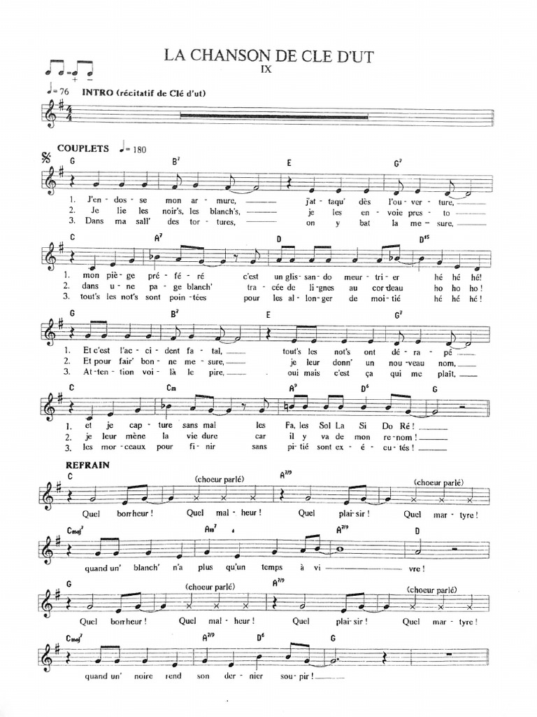 Clg-5° - Chanson de La Clef D'ut | PDF