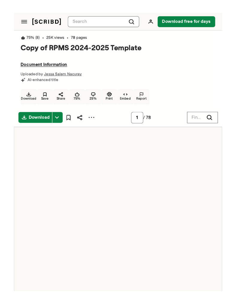 Document766367917copy of Copy of RPMS 2024 2025 Template | PDF