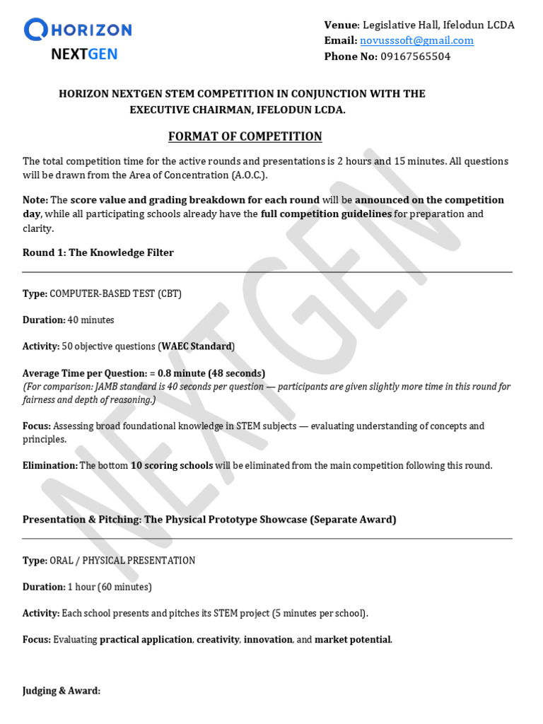 Competition Format | PDF | Critical Thinking | Creativity