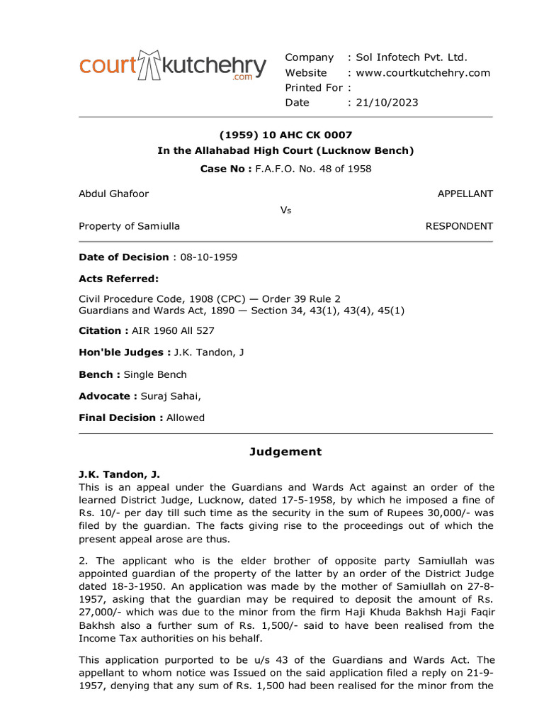 Guardianship Appeal Ruling Summary | PDF | Public Law | Common Law