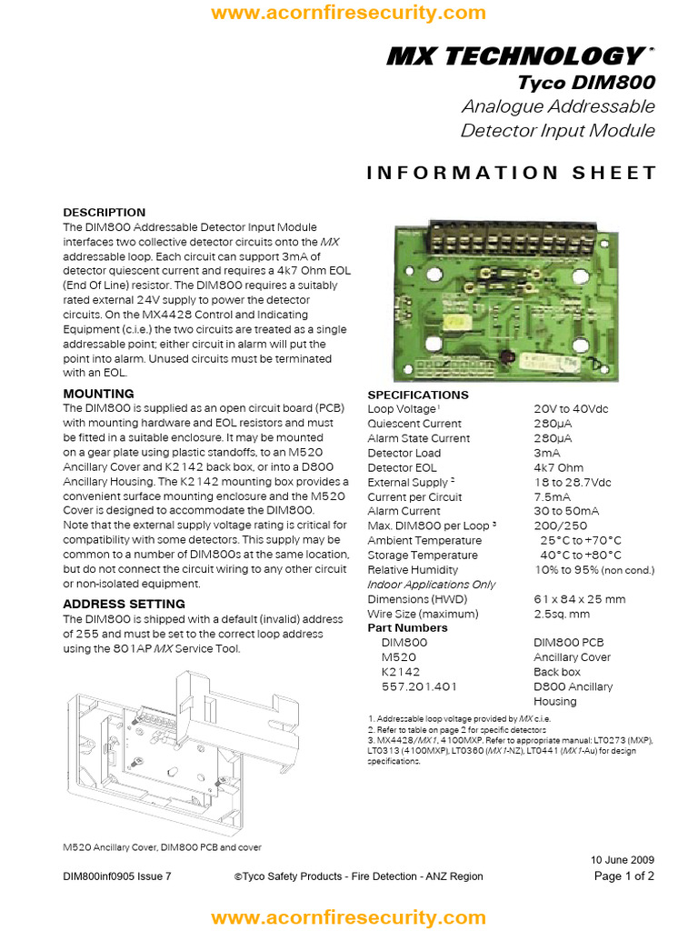 DIM800 Detector Input Module Overview | PDF | Resistor | Electrical Network