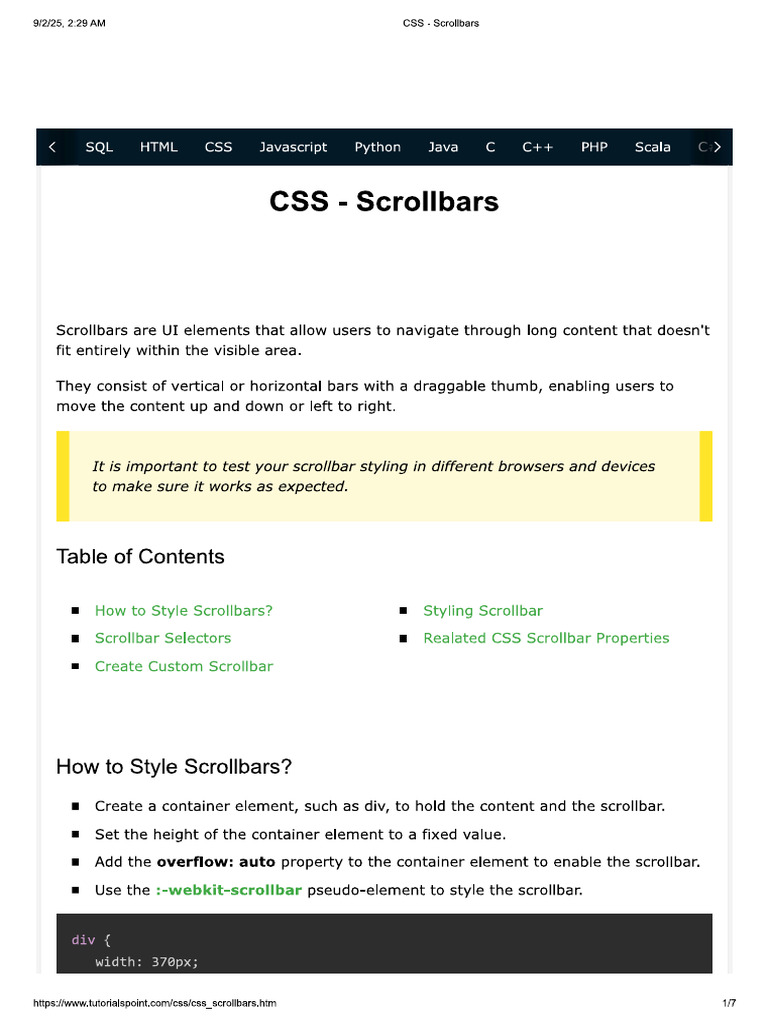 Css Scrollbars | PDF
