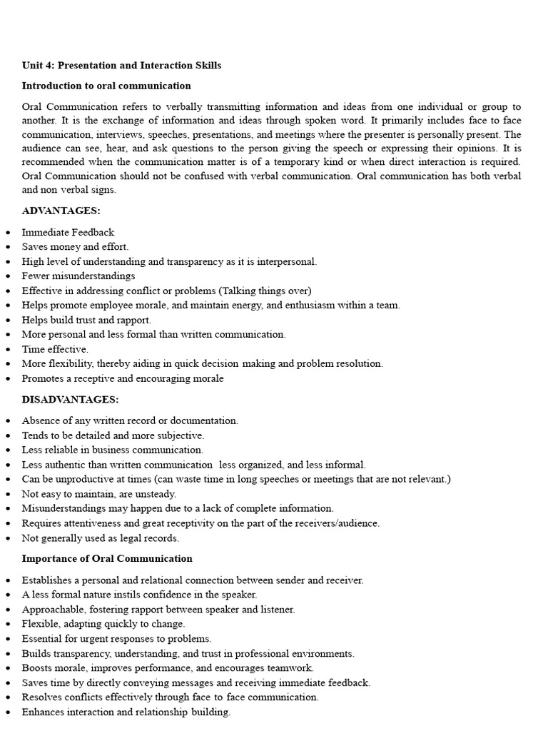 Oral Communication Skills Overview | PDF | Nonverbal Communication ...