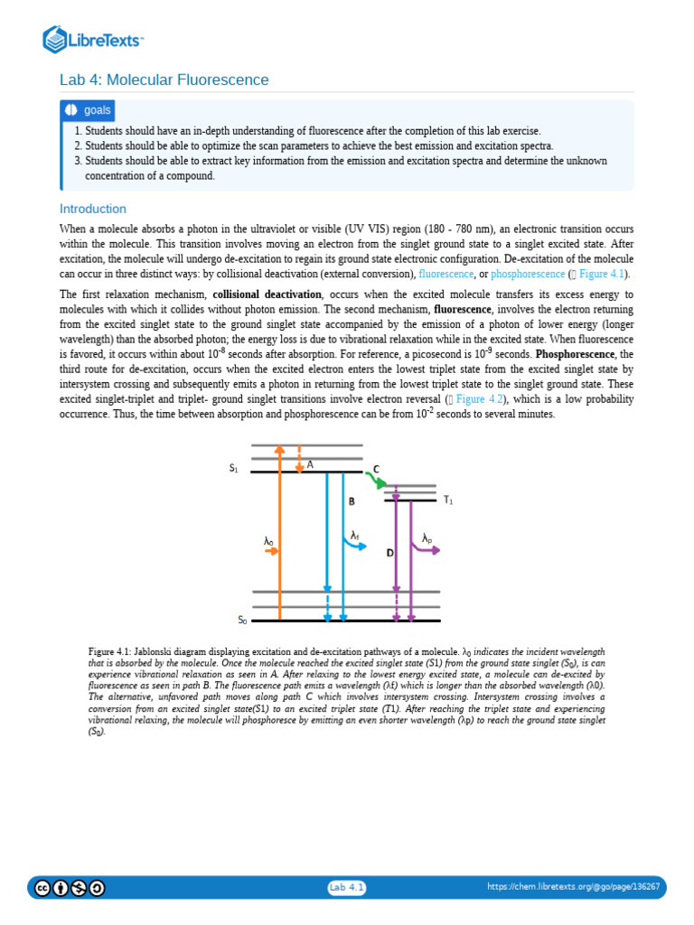 Lab 4 Molecular Fluorescence | PDF | Fluorescence Spectroscopy ...