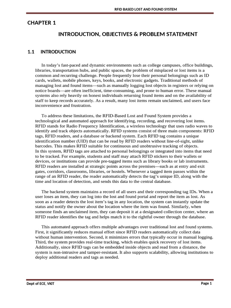 RFID Lost and Found System Overview | PDF | Radio Frequency ...