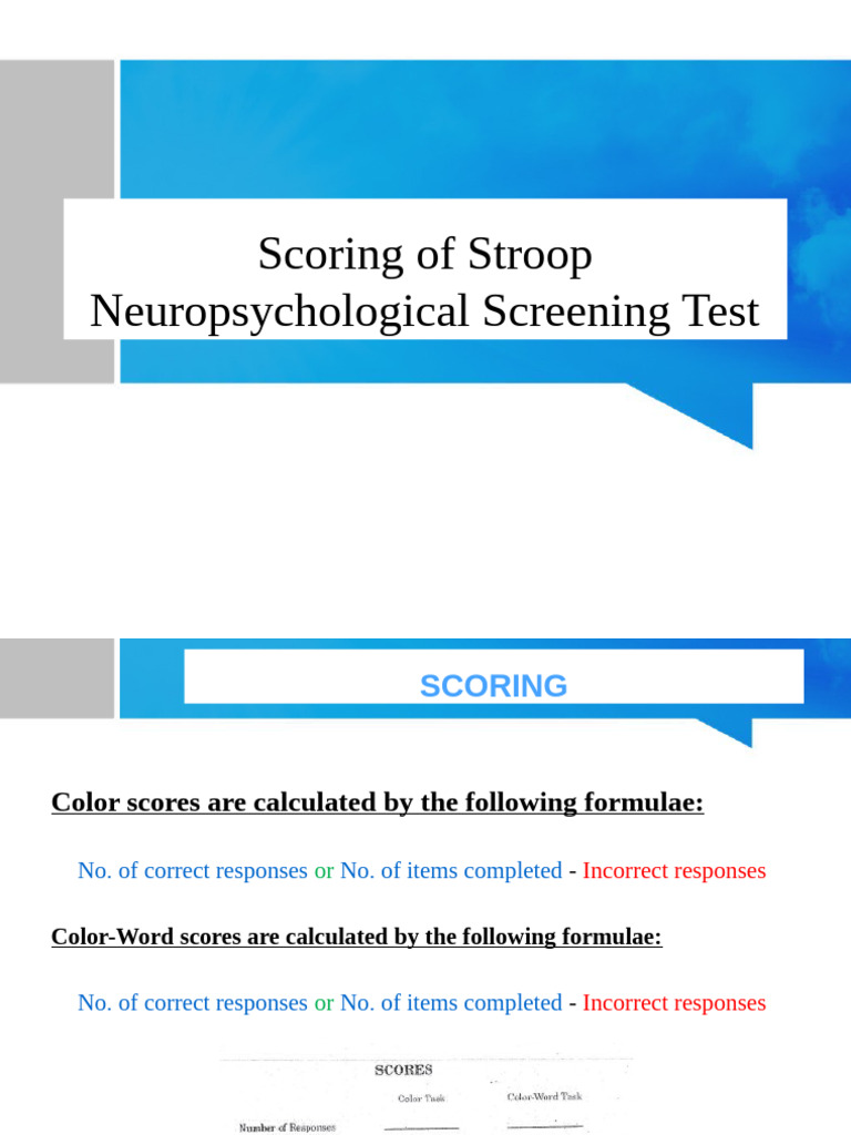 Scoring and Interpretation of SNST | PDF