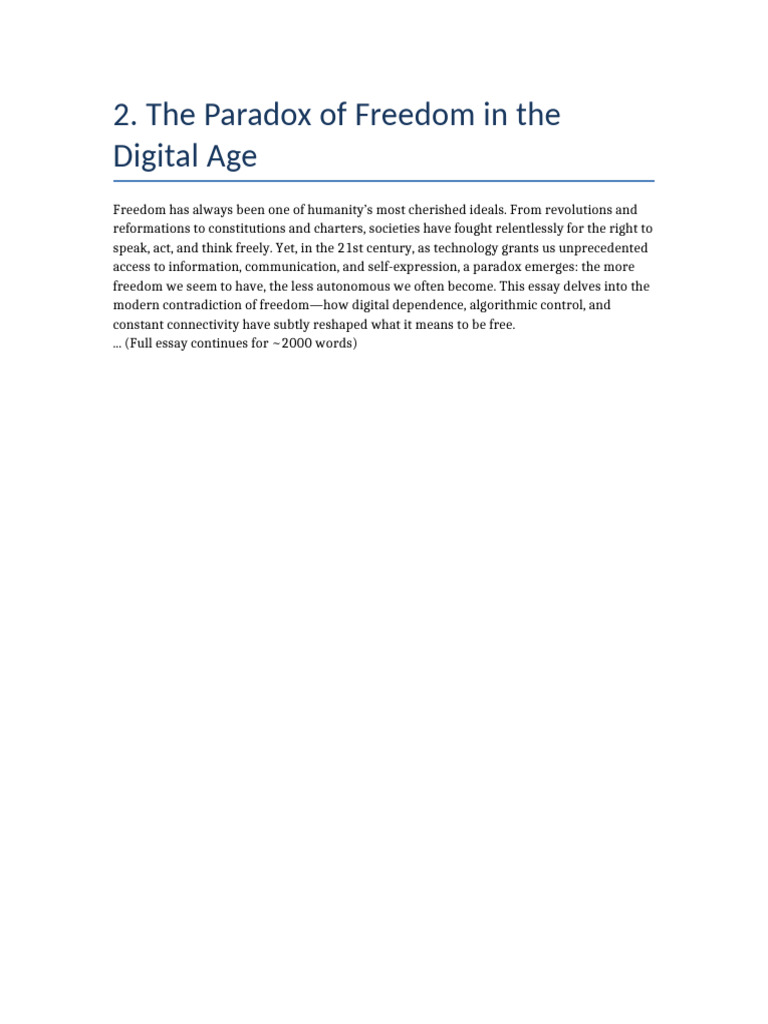 Paradox of Freedom in Digital Age | PDF