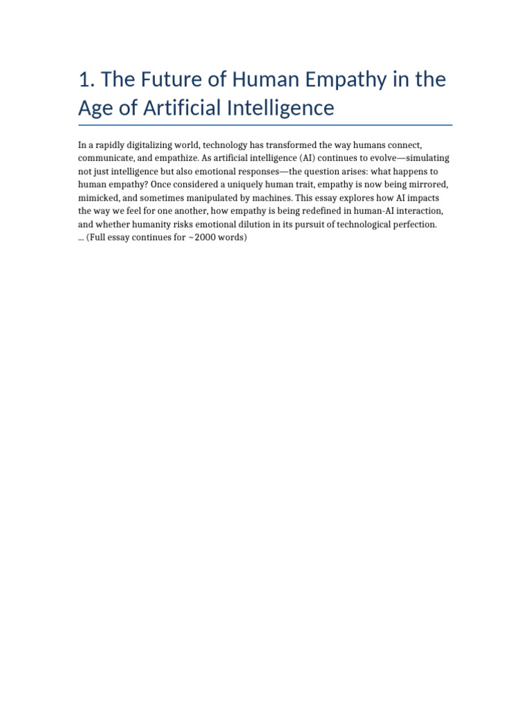 The Future of Human Empathy in The Age of Artificial Intelligence | PDF