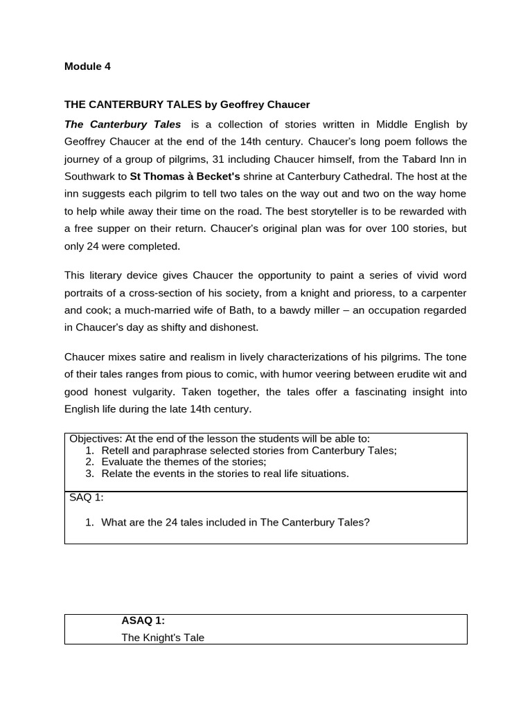 Overview of The Canterbury Tales | PDF | The Canterbury Tales