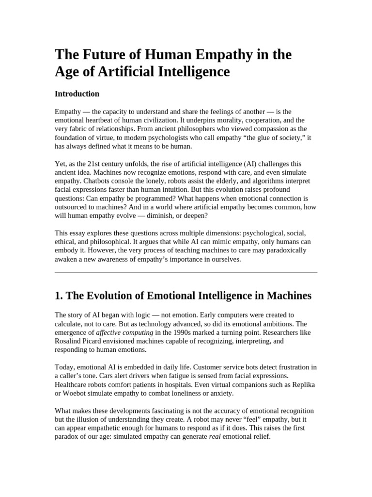 Empathy in the AI Era: Challenges Ahead | PDF | Empathy | Intelligence ...