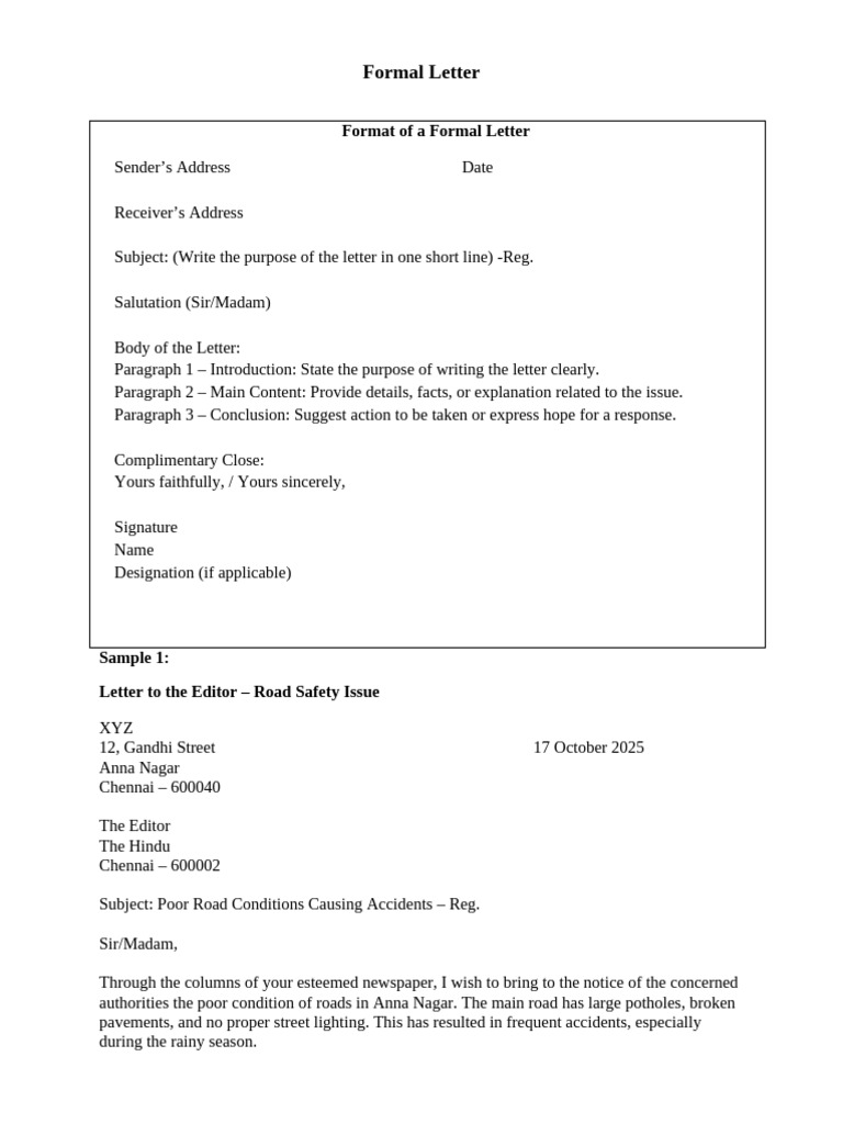 Formal Letter Writing Guide | PDF