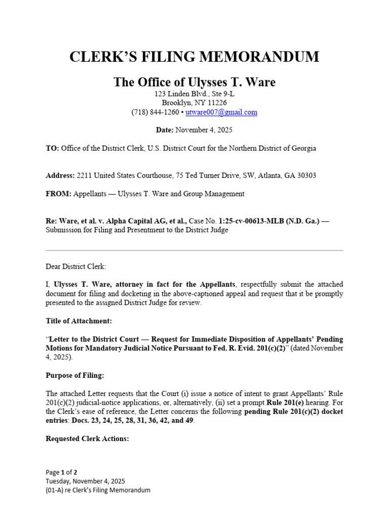 Filing Memorandum for FRE 201 Motions | PDF | United States District ...
