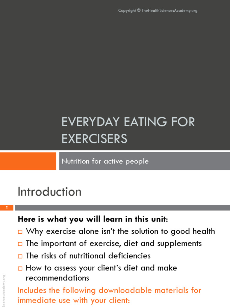 Unit 1 - Introduction to nutrition for physical activity | PDF ...