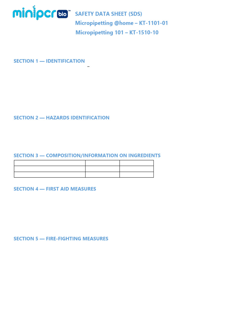 Micropipetting Practice Dye SDS Guide | PDF | Firefighting ...