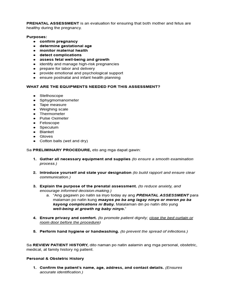 Prenatal Assessment Guidelines and Procedures | PDF | Medicine | Health ...