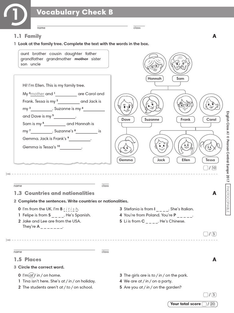 ECA1 Tests Vocabulary Check 1B | PDF