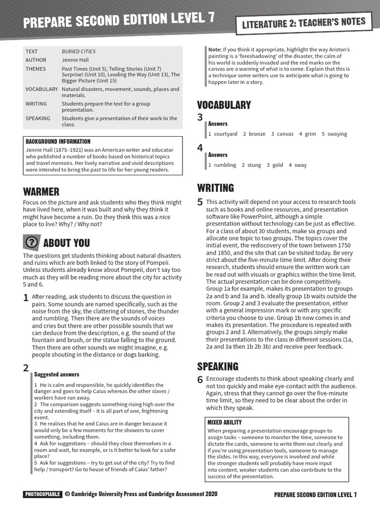PREPARE 7 Literature 2 TeacherΓÇÖs Notes | PDF | Human Communication
