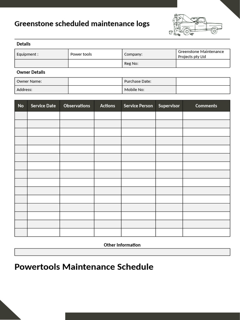 Vehicle Maintenance Schedule Template | PDF | Manufactured Goods ...
