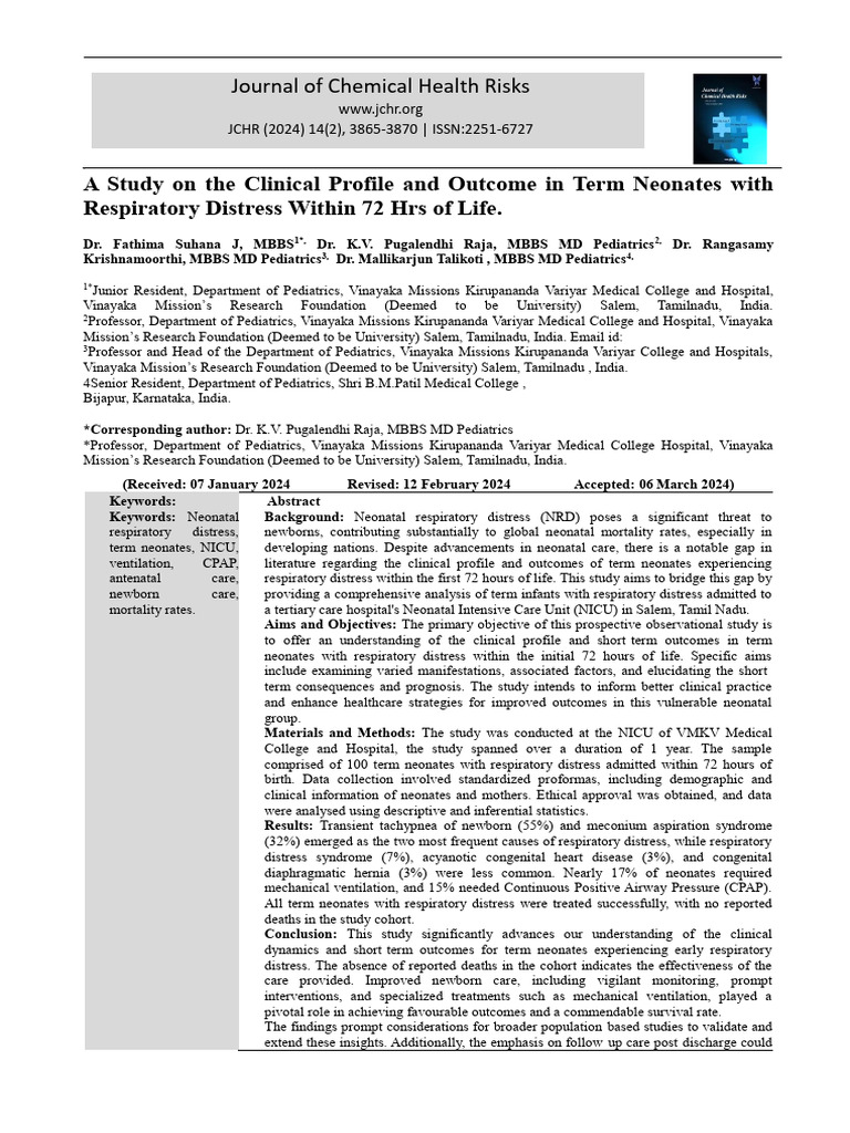 A Study On The Clinical Profile and Outcome in Term Neonates With ...