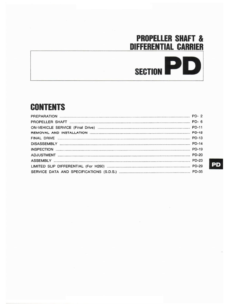 ATA 65 PD Propeller Shaft & Differential Carrier Nissan Patrol Y60 | PDF