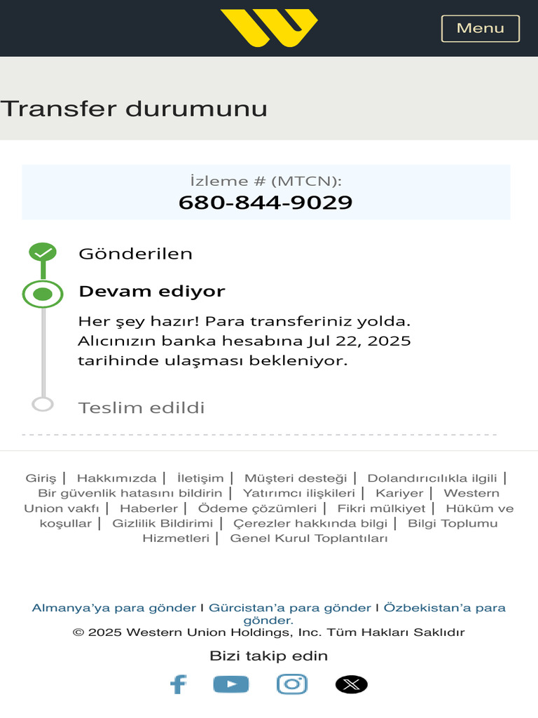 Track Your Transfer With Western Union UK | PDF