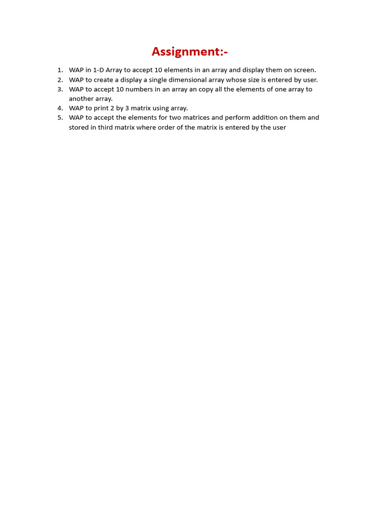 5 WAPs for Array Operations in C | PDF