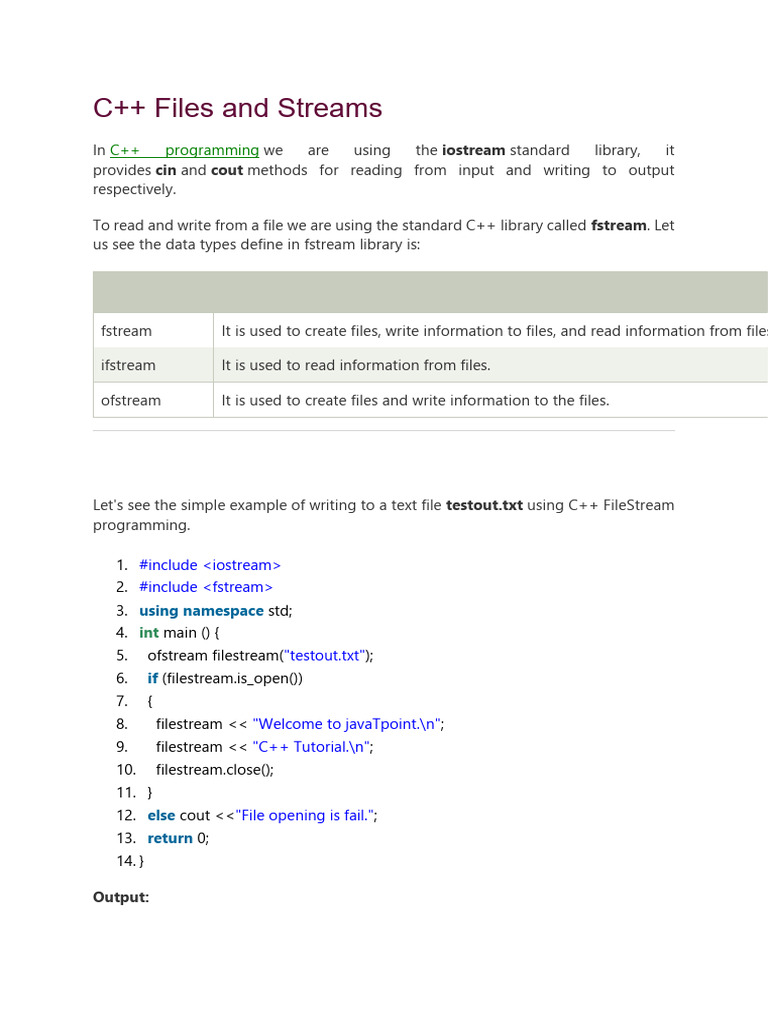 C++ File I/O with fstream Tutorial | PDF
