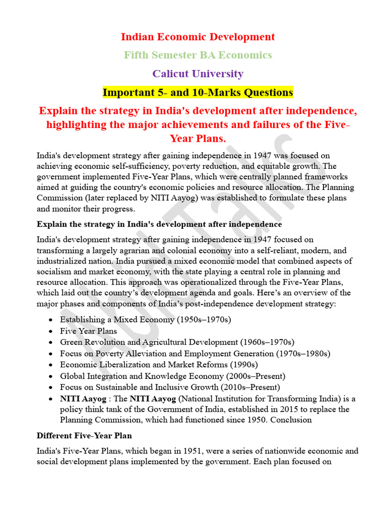 India's Economic Development Strategy | PDF | Unemployment | Poverty ...